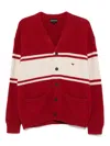 Emporio Armani V-neck Cardigan Made Of Plush-knit Virgin Wool In Red