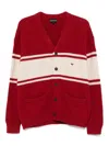 Emporio Armani V-neck Cardigan Made Of Plush-knit Virgin Wool In Red