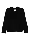 Emporio Armani Wool V-necked Sweater In Black