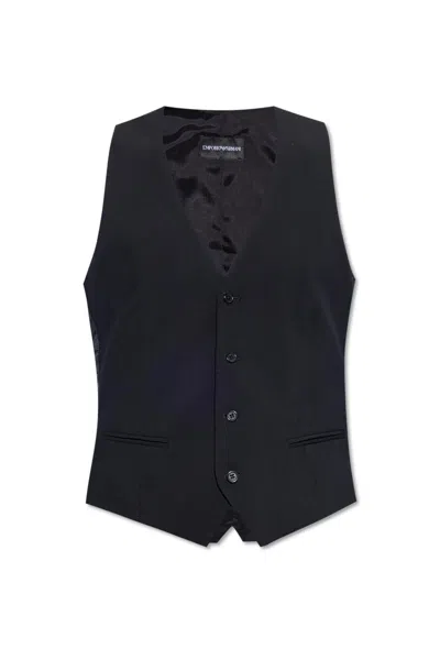 Emporio Armani Wool Vest In Black