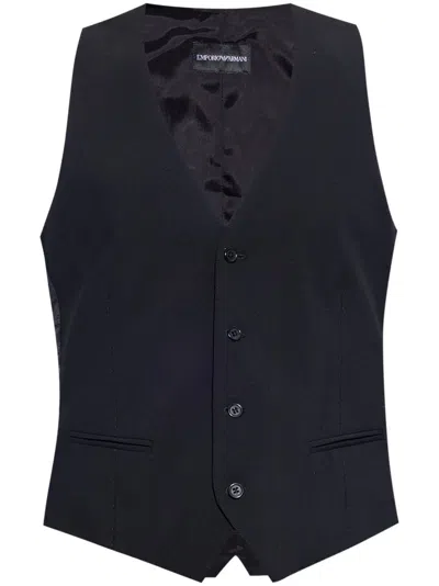 Emporio Armani Wool Waistcoat In Black
