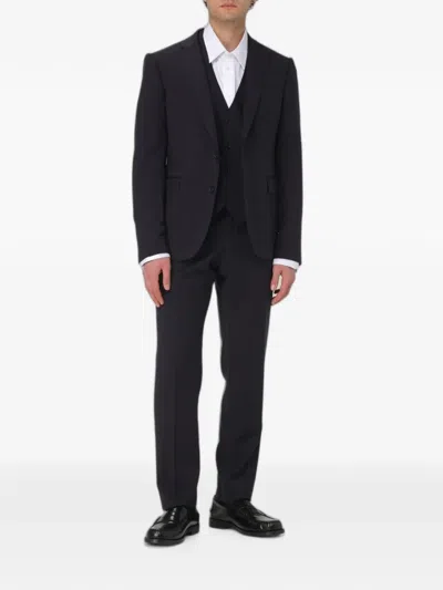 Emporio Armani Wool Waistcoat In Black