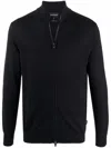 Emporio Armani Zip-up Knitted Jumper In Black