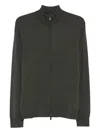 Emporio Armani Zip-up Wool Sweater In Gray