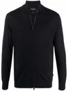 Emporio Armani Zip-up Knitted Jumper In Blue