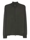 Emporio Armani Zip-up Wool Sweater In Gray