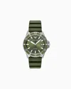 Emporio Armani World Explorer Three-hand Date Green Silicone Watch In Multicoloured