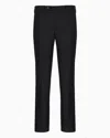 Emporio Armani Virgin-wool Mid-rise Tapered Trousers In Black