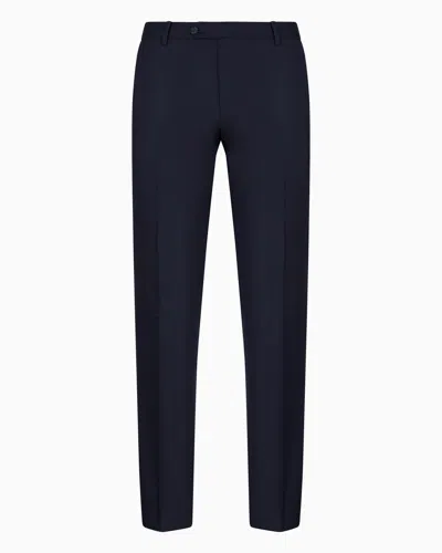 EMPORIO ARMANI WORSTED VIRGIN-WOOL, CREASED TROUSERS