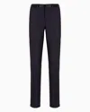 Emporio Armani Worsted Virgin-wool Trousers In Blue