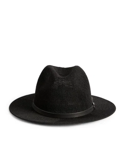 Emporio Armani Woven Fedora Hat In Black