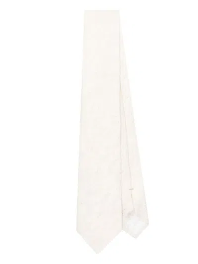 Emporio Armani Woven Jacquard Tie Accessories In Neutral