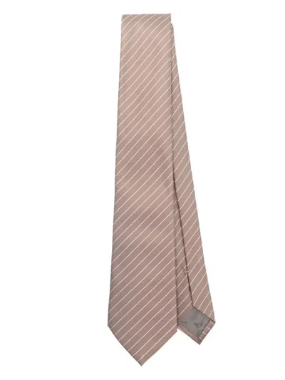 Emporio Armani Woven Jacquard Tie In Brown
