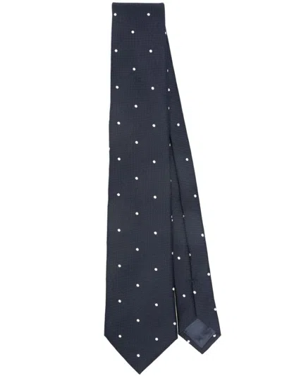 Emporio Armani Woven Jacquard Tie In Night Blue
