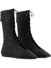 Emporio Armani Woven Lace-up Boots In Multi