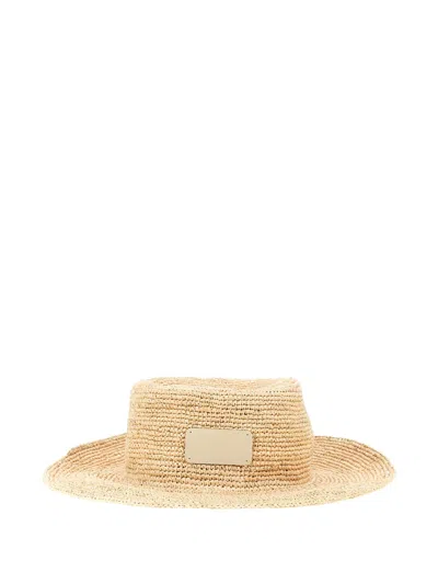 Emporio Armani Woven Sun Hat In Neutral