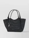 Emporio Armani Interwoven Shopper Bag With Logo Charm In Black