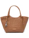 Emporio Armani Textured Weave Tote Bag In Brown