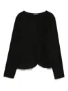 Emporio Armani Ruffle Hem Crepe Blazer Jacket In 黑色