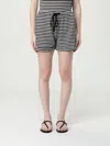 Emporio Armani Blackwhite Striped Cottom Shorts In Black