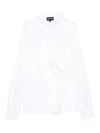 Emporio Armani Wrapped Shirt With Collared Neck And Button Detail In White