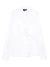 Emporio Armani Wrapped Shirt With Collared Neck And Button Detail In White