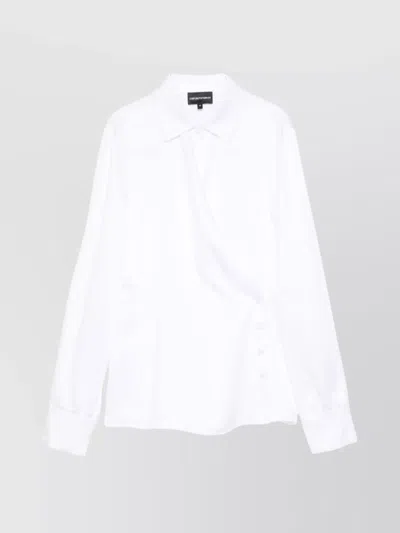 EMPORIO ARMANI WRAPPED SHIRT WITH COLLARED NECK AND BUTTON DETAIL