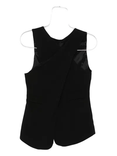 Emporio Armani Draped Sleeveless Top With Asymmetric Panel In Black