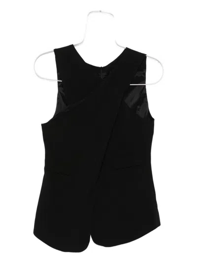 Emporio Armani Draped Sleeveless Top With Asymmetric Panel In Black
