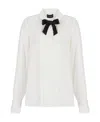 Emporio Armani Pintuck Bow Tie Button-down Shirt In White