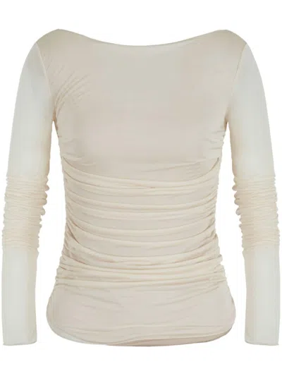 Emporio Armani Wrinkled Top In Beige