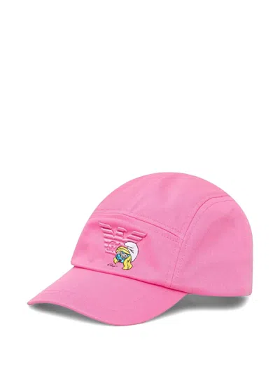 Emporio Armani Kids' X Smurfs Cotton Cap In Pink