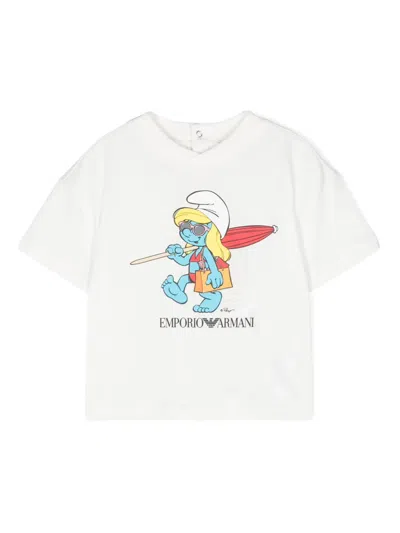 Emporio Armani Babies' X Smurfs Cotton T-shirt In White