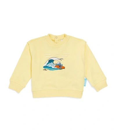 Emporio Armani X Smurfs Embroidered Sweatshirt (6-36 Months) In Yellow