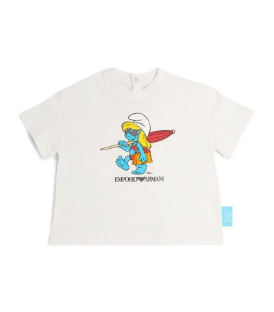 Emporio Armani X Smurfs Logo T-shirt (6-36 Months) In White