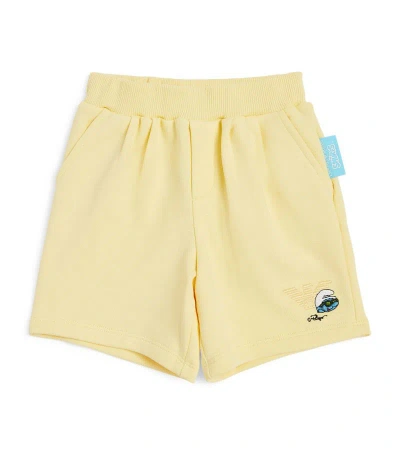 Emporio Armani X The Smurfs Embroidered Shorts (6-36 Months) In Yellow