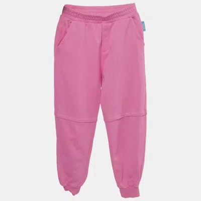 Pre-owned Emporio Armani X The Smurfs Pink Cotton Knit Logo Embroidered Sweatpants 10yrs