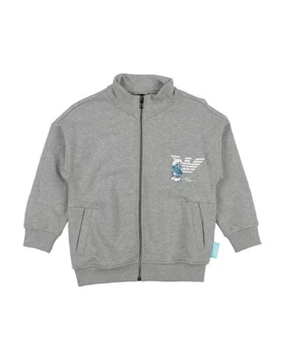 Emporio Armani Babies'  X The Smurfs Toddler Boy Sweatshirt Grey Size 6 Cotton, Elastane In Gray
