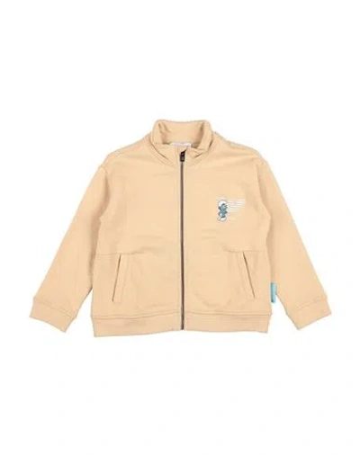 Emporio Armani Babies'  X The Smurfs Toddler Boy Sweatshirt Sand Size 3 Organic Cotton In Gold