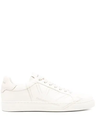 Emporio Armani Logo Printed Lace-up Sneakers In White