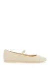 Emporio Armani Round-head Flat Shoes In Beige
