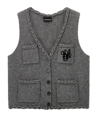 Emporio Armani Yak Wool Blend Vest Signature Capsule In Grey