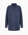 EMPORIO ARMANI YARN-DYED SHIRT WITH EMBROIDERED LOGO