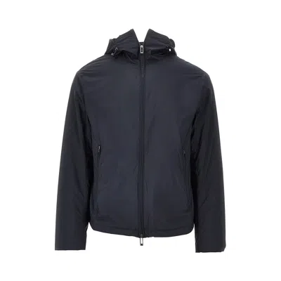 Emporio Armani Ylon Jacket With Hood In Black