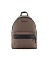 Emporio Armani Beige Backpack In Jacquard Fabric With All-over Lettering In U6195