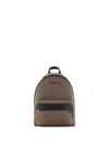 Emporio Armani Beige Backpack In Jacquard Fabric With All-over Lettering In Brown