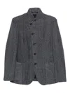 Emporio Armani Textured Fabric Blazer Featuring Front Pockets In Black