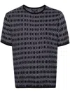 Emporio Armani Zigzag-pattern Sweater In Blue