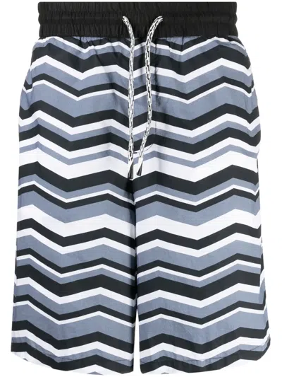 Emporio Armani Zigzag-print Cotton Track Pants In Mehrfarbig