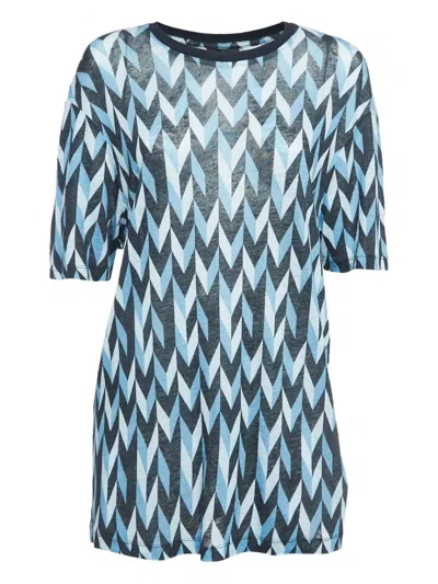 Pre-owned Emporio Armani Zigzag-print Linen Top